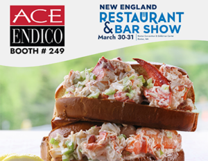 New England Restaurant & Bar Show 2025 booth promotion featuring a lobster roll